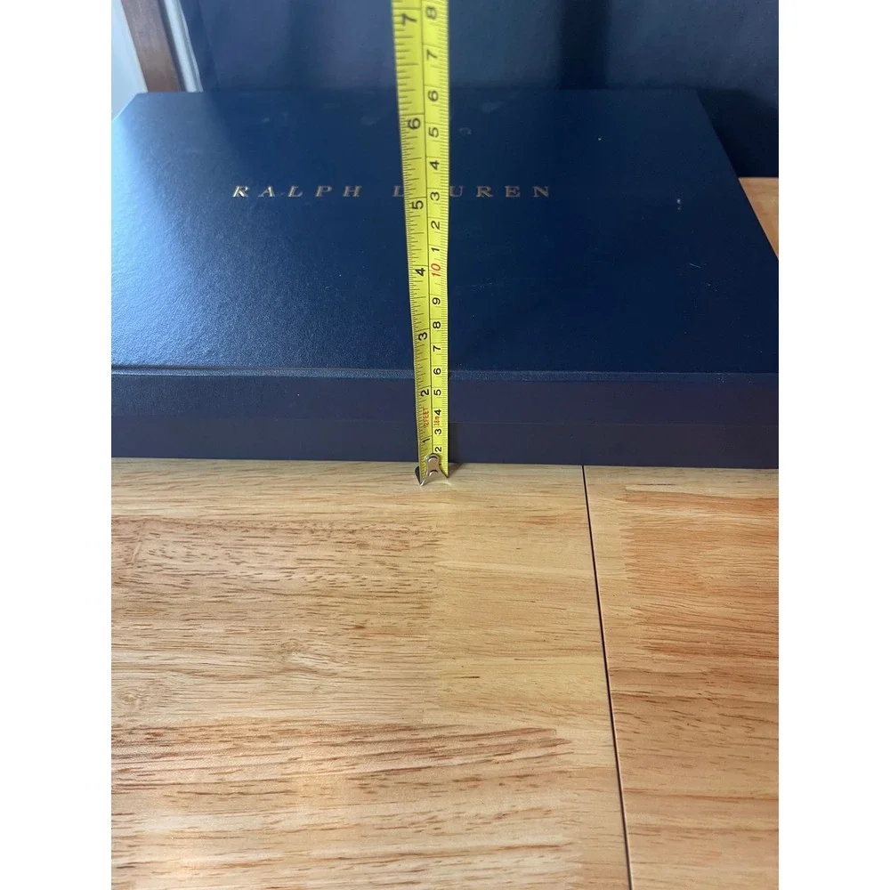 Ralph Lauren Navy Blue Gold Logo Gift Storage‎ Box 13.5x10.5x1.5 Large Rectangle